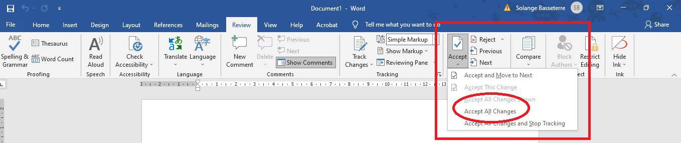 Accept tracked changes